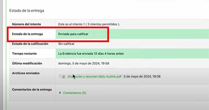 enviado para calificar evidencia subida en english does work level 1 en zajuna sena